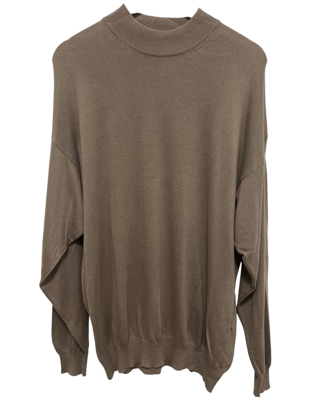 Style Divita Vintage Mock Neck Cotton Modal Tan Sweater Made in Italy Size XL